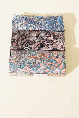 Paisley Motifli 3'lü Şal Seti Asorti 2 