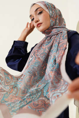 Paisley Motifli Şal Bej 