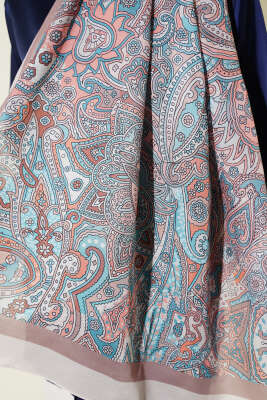 Paisley Motifli Şal Bej - Başörtüsü