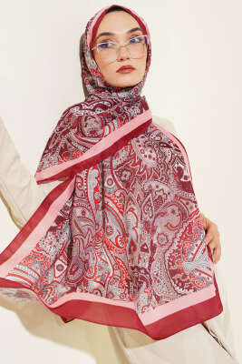 Paisley Motifli Şal Bordo 