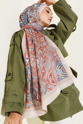 Paisley Motifli Şal Camel - Başörtüsü
