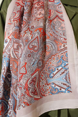 Paisley Motifli Şal Camel - Başörtüsü