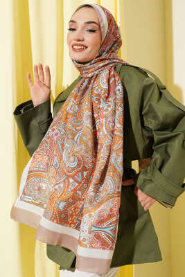 Paisley Motifli Şal Latte 