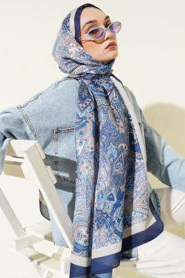 Paisley Motifli Şal Saks 