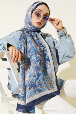 Paisley Motifli Şal Saks - Başörtüsü