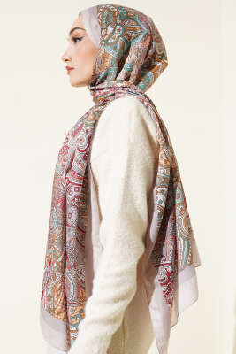Paisley Motifli Şal Vizon - Başörtüsü