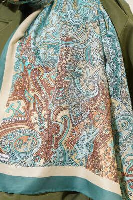 Paisley Motifli Şal Zümrüt - Başörtüsü
