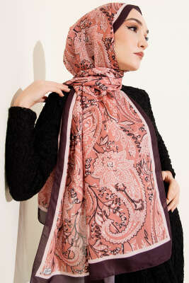 Paisley Motifli Soft Şal Acı Kahve 