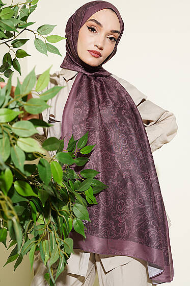 Paisley Motifli Soft Şal Acı Kahve - Başörtüsü