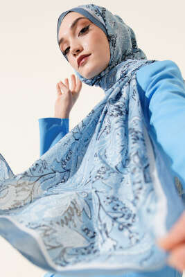 Paisley Motifli Soft Şal Bebe Mavi 