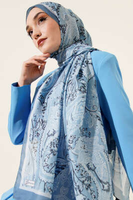 Paisley Motifli Soft Şal Bebe Mavi - Yılın Fırsatı