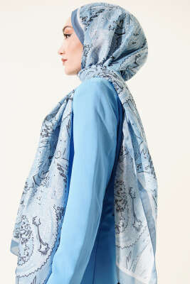 Paisley Motifli Soft Şal Bebe Mavi - Yılın Fırsatı