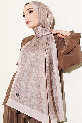 Paisley Motifli Soft Şal Bej - Başörtüsü