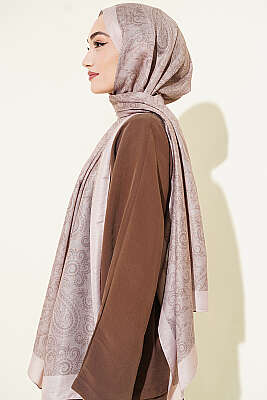 Paisley Motifli Soft Şal Bej - Başörtüsü