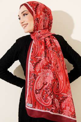 Paisley Motifli Soft Şal Bordo 