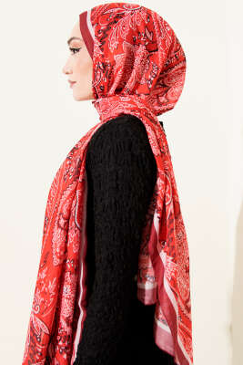 Paisley Motifli Soft Şal Bordo - Yılın Fırsatı