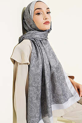 Paisley Motifli Soft Şal Füme 