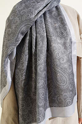 Paisley Motifli Soft Şal Füme - Başörtüsü