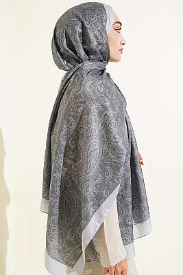 Paisley Motifli Soft Şal Füme - Başörtüsü
