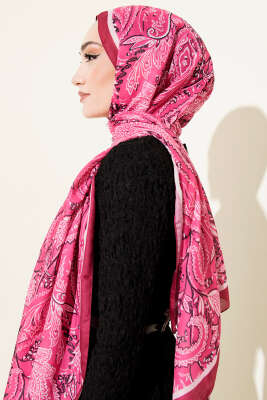 Paisley Motifli Soft Şal Fuşya - Başörtüsü