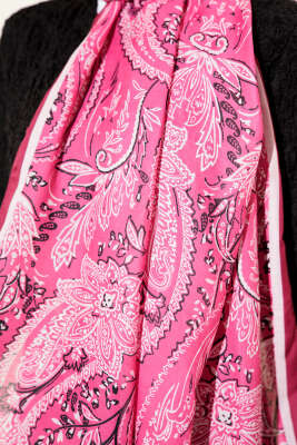 Paisley Motifli Soft Şal Fuşya - Başörtüsü