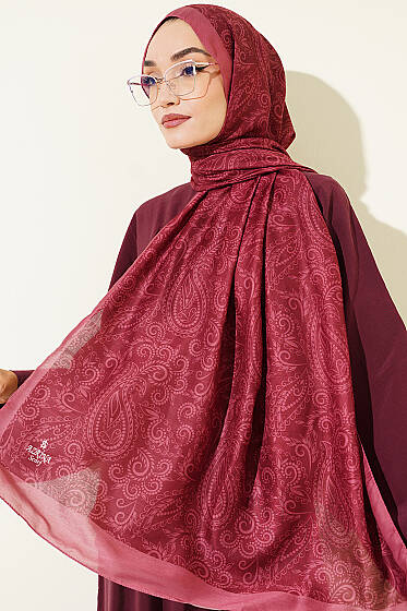 Paisley Motifli Soft Şal Gül Kurusu - Başörtüsü