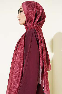 Paisley Motifli Soft Şal Gül Kurusu - Başörtüsü