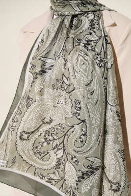 Paisley Motifli Soft Şal Haki - Başörtüsü