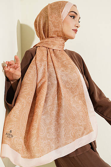 Paisley Motifli Soft Şal Karamel - Başörtüsü
