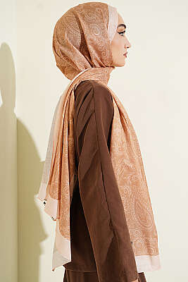 Paisley Motifli Soft Şal Karamel - Başörtüsü