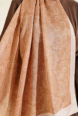 Paisley Motifli Soft Şal Karamel - Başörtüsü