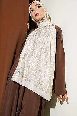 Paisley Motifli Soft Şal Krem - ASSE BONE