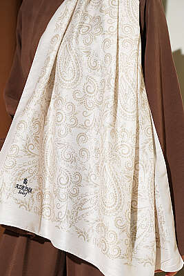 Paisley Motifli Soft Şal Krem - Başörtüsü