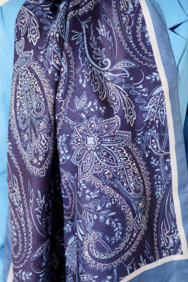 Paisley Motifli Soft Şal Lacivert - Başörtüsü