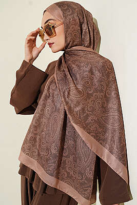 Paisley Motifli Soft Şal Latte - Başörtüsü