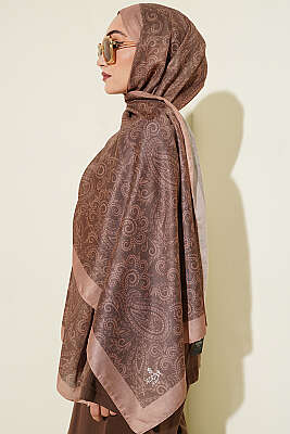 Paisley Motifli Soft Şal Latte - Başörtüsü