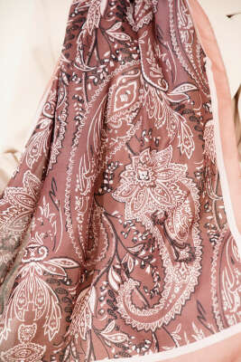 Paisley Motifli Soft Şal Latte - Başörtüsü