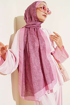 Paisley Motifli Soft Şal Leylak - ASSE BONE