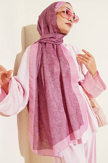 Paisley Motifli Soft Şal Leylak - Başörtüsü
