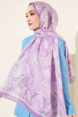 Paisley Motifli Soft Şal Lila - Başörtüsü