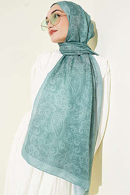 Paisley Motifli Soft Şal Mint - ASSE BONE