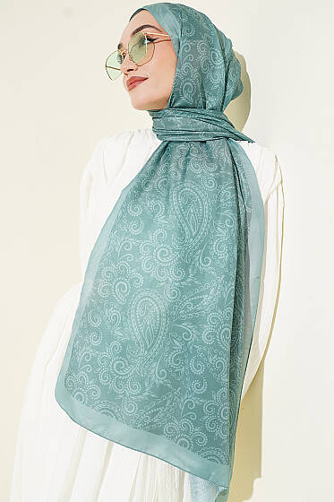 Paisley Motifli Soft Şal Mint - Başörtüsü