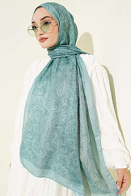 Paisley Motifli Soft Şal Mint - Başörtüsü