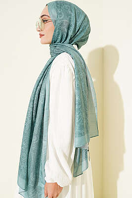 Paisley Motifli Soft Şal Mint - Başörtüsü