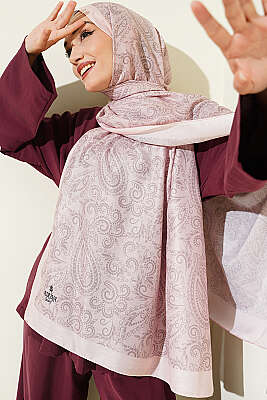Paisley Motifli Soft Şal Pudra - ASSE BONE