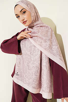 Paisley Motifli Soft Şal Pudra - Başörtüsü