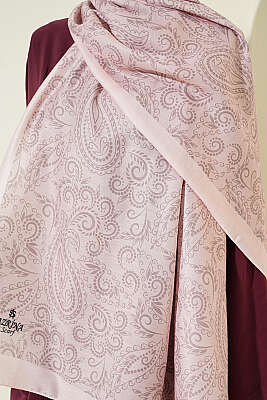 Paisley Motifli Soft Şal Pudra - Başörtüsü