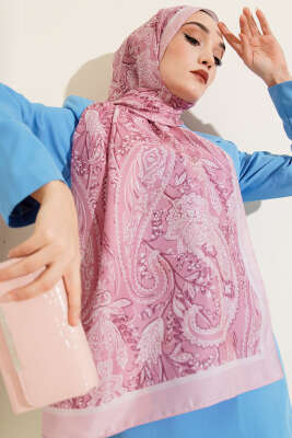 Paisley Motifli Soft Şal Pudra 