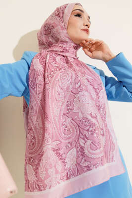 Paisley Motifli Soft Şal Pudra - Başörtüsü
