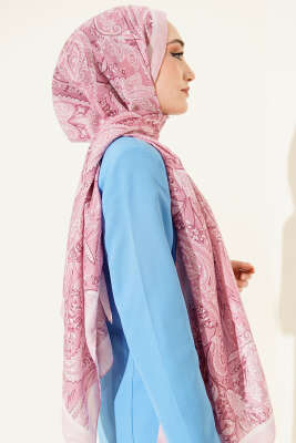 Paisley Motifli Soft Şal Pudra - Başörtüsü